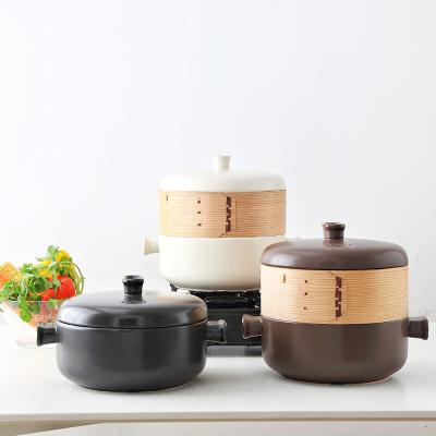 China Factory Direct Household Durable Kitchenware Solid Color Steam Stocked Japanese Casserole for sale