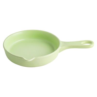 China Stocked Made in China Single Handle Pan Safety Solid Color Flat Ceramic Bottom Nonstick Frying Pan for sale