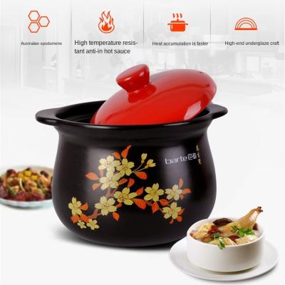 China Sustainable Round 4L Ceramic Casserole Soup Pot Kitchen Ceramic Heat Resistant Stew Pot for sale