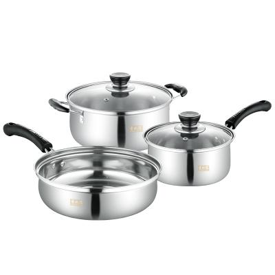 China Modern Hot Selling Amazon Household Casserole Dish Cookware Kitchenware Stainless Steel Kitchen Dish Set Modern for sale