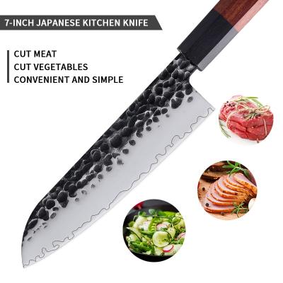 China Viable hot sale high quality 80cr14mov steel kitchen knife set with ebony handle non stick hammer design knife for sale