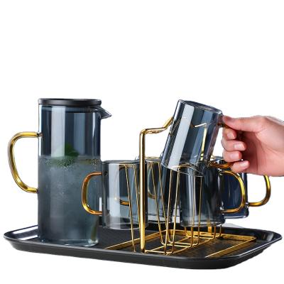 China Minimalist Factory Household Water Dispenser Cold Water Kettle Cup Set Wholesale Hot Selling Glass Mug for sale