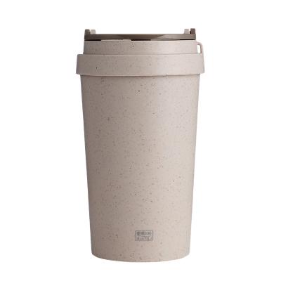 China Viable Manufacturer Wholesale Daily Coffee Mug 400ml Wheat Straw Double-Layer Biodegradable Coffee Mug for sale