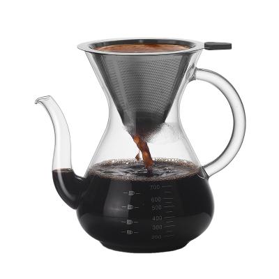 China Household Long Mouth Hand Brew Sustainable Coffee Pot High Borosilicate Glass Coffee Pot With Handle Coffee Appliance Sharing Pot for sale