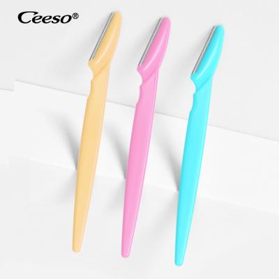 China Stainless Steel Single Round Blade Mixed Color Eyebrow Trimming Knife Head Cosmetic Round Adult Disposable Eyebrow Scraping Knife for sale