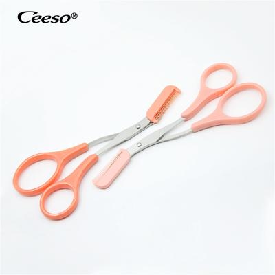 China Professional Twin Blade Precision Trimmer Eyebrow Scissor Remover With Comb Eyelash for sale