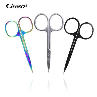 China Simple Beauty Tools Small Scissors Stainless Steel Blade Scissors Around Nose Hair Scissors Curved Tip for sale