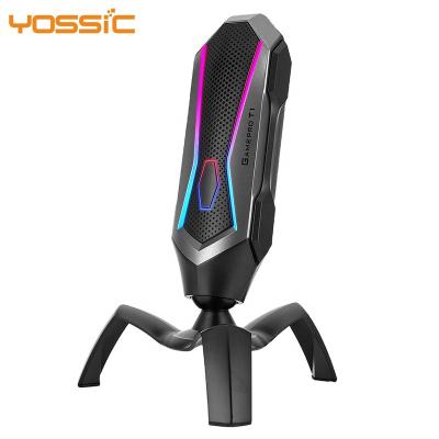 China Professional USB Microphone Yossic Gaming RGB Microphone USB Wired Microphone for Computers and Laptops for sale