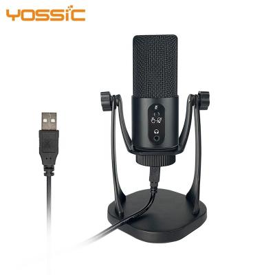 China Yossic New Design Wired Condenser Microphone USB Microphone With Stand USB Microphone With Monitor Function For Podcast for sale