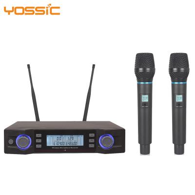 China Yossic 2 Channel Handheld Microphone Microphone UHF Wireless Handheld Microphone For Karaoke for sale