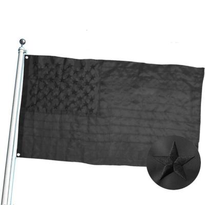 China Nylon 3x5 PI Embroidered Heavy Duty 210D Polyester Nylon Black American Flag for sale