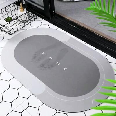 China Technology Cashmere Bathroom Floor Mat Fast-drying Nonslip Grey Mat for Modern Shower for sale