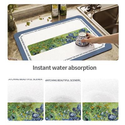 China Customized Kitchen Accessories Diatomite Water Absorbent Place-mats for Dinner Table for sale