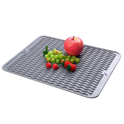 China Custom Eco-friendly Silicone Dish Drying Mat Heat Resistant Trivet for Kitchen Counter for sale