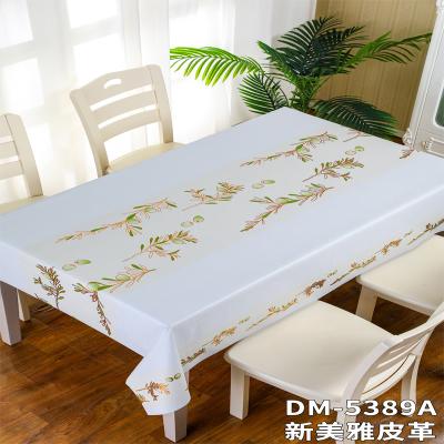 China Floral Pattern Transparent Plastic Tablecloth for 6 Seater Rectangular Table Wedding Blue for sale