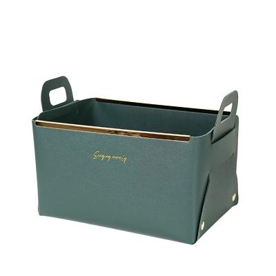 China 24*14*13cm Eco-Friendly Washable PU Leather Foldable Shoe Box Custom Storage Pack Boxes for sale