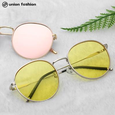 China Fashion Sunglasses New Union Fashion Design Polarized Vintage Metal Women Men Round Sunglasses for sale