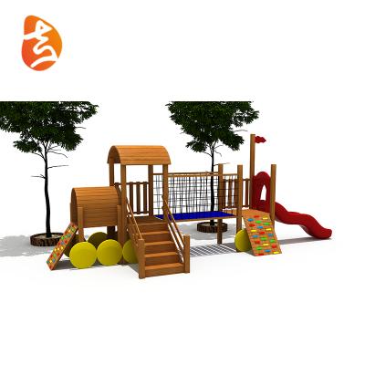 China New Outdoor Wooden Toys Children's Commercial Outdoor Wooden Playsets Amusement Park Playground Equipment With Slide for sale