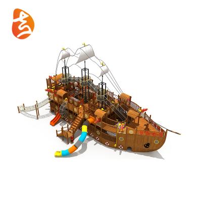 China Large Wooden Pirate Playsets Outdoor Wooden Ship Series Children's Adventure Playground for sale