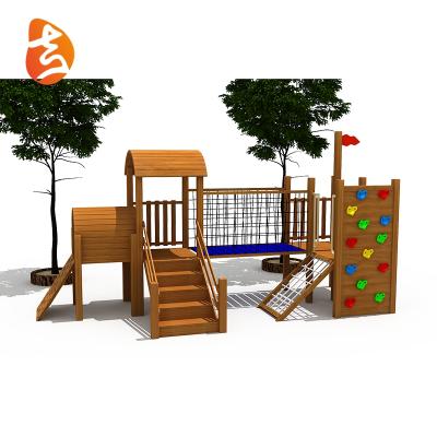 China Mini Outdoor Wooden Playsets Wooden Playground Playground Game House Amusement Equipment For Kids for sale