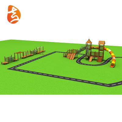 China Large Outdoor Wooden Playsets Wooden Playground, Kids Outdoor Play Equipment, Slide Play Equipment for sale