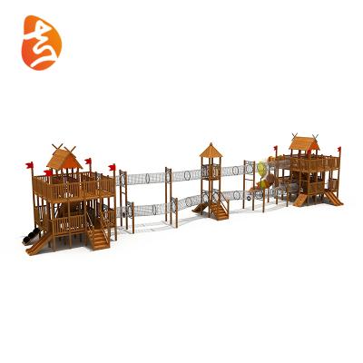 China Large Outdoor Wooden Playsets Children's Outdoor Adventure Playground Combined Slides And Other Play Settings for sale