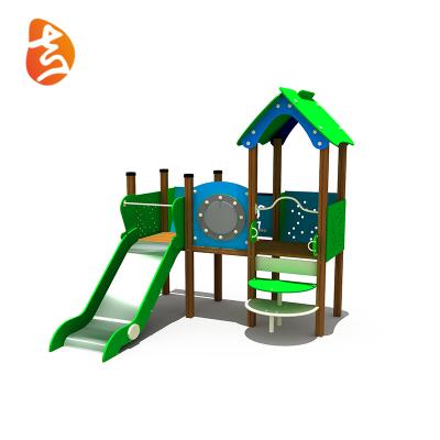 China Outdoor Wooden Playsets Simple Design Wooden Healthy Green Children's Outdoor Play Slide Equipments for sale