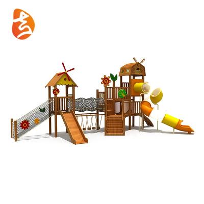 China Newest Kids Outdoor Commercial Wooden Playground Equipment Wooden Playsets Kids Children Slide for sale