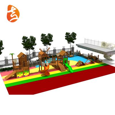 China Outdoor Wooden Park Playsets Outdoor Wooden Amusement Park , Slide Rides for sale