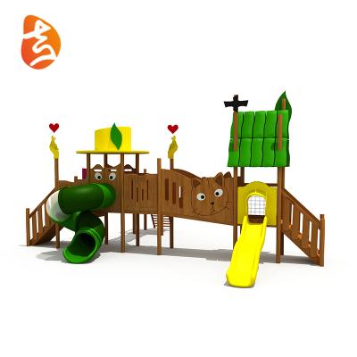 China Outdoor Wooden Playsets Outdoor Play Equipment Combination With Slide Playground Kids 15-30 Wooden Kids Double Pitch And ≥6 Quadruple Pitch for sale