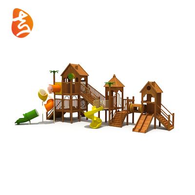 China Large outdoor wooden playsets tower children's game equipment, with slides can be combined and customized outdoor playground ≥6 outdoor slide for sale