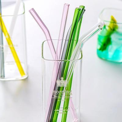 China Glass Straws Colored High Borosilicate Glass Transparent Glass Tube Heat Resistant Colorful Straws Juice Straws for sale