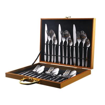 China 001 Stainless Steel Tableware Four-Piece Set Sustainable Gift Box Western Steak Knife, Fork and Spoon 24 Piece Set Christmas Gift Box for sale