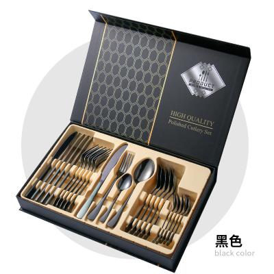 China Wholesale Viable Stainless Steel Cutlery Steak Knife Fork Spoon Western Tableware Metal Set 24 Stainless Steel Mirror Polish Silver for sale