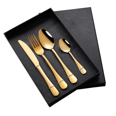 China High Grade 4pcs Luxury Hotel Wedding Gold Flatware Disposable Royal Spoon and Fork Stainless Steel Cutlery Set for sale