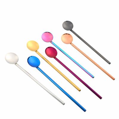 China Sustainable Wholesale Colored Reusable Metal Drinking Straw Spoon 304 Stainless Steel Straw With Spoon for sale