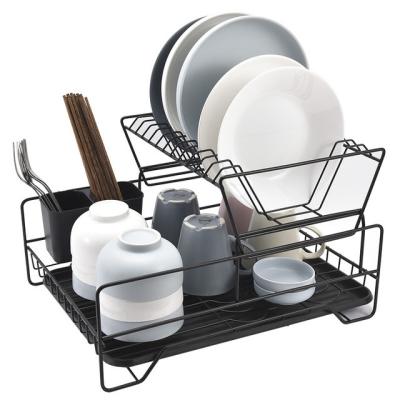 China Sustainable Kitchen Racks Multifunction Double-Layer Storage Racks To Drain Dish Racks for sale