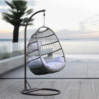 China Outdoor Hanging Patio Rattan Swing Egg Chair (Height Adjustable) With Stand for sale