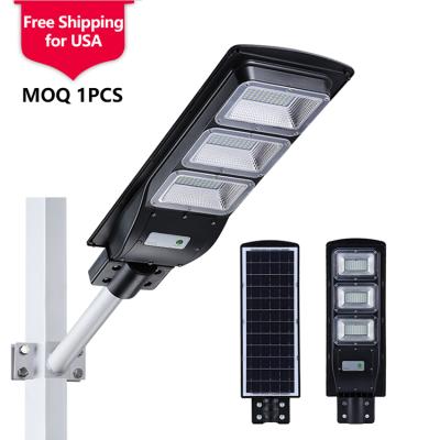 China Free Shipping 20w 40 60w Ip65 Outdoor Integrated Motion Sensor All In One Solar Led Street Light for sale