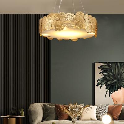 China G-Lights New Style Indoor Lobby Hotel E14 Round Copper Glass Led Chandelier Pendant Light for sale