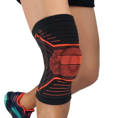 China Breathable Wholesale Nylon 3D Knitted Knee Brace Patella Protector Silicone Spring Knee Pads Sports Compression Sleeve Knee Support for sale