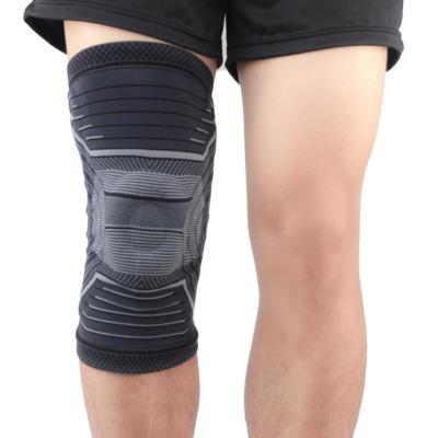 China Sale Sports Safety Fitness Knee Pads Silicone Spring Support Breathable Warm Compression Knitted Knee Brace for sale