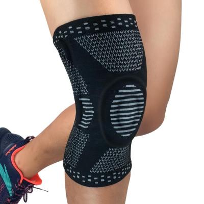 China Breathable Custom Logo Basketball Rope Fitness Knitted Knee Brace Jumping Protective Support Compression Silicone Joint Knee Pads for sale