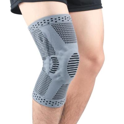 China Breathable Wholesale Sports Knitted Jumping Knee Brace Compression Pad Fitness Rope Basketball Silicone Knee Support for sale