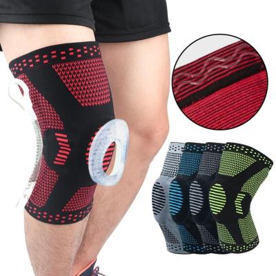 China High Elastic Breathable Compression Knitted Nylon Knee Brace Basketball Volleyball Knee Brace Outdoor Sports With Silicone Pads for sale