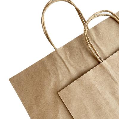 China Customized Disposable Take Away Food Bag Fashion Shopping Bag Brown Kraft Paper Bags for sale