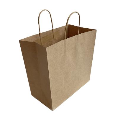 China Disposable Recycled Recyclable Brown Rope Handle Bags Square Bottom Kraft Paper Bag Food for sale