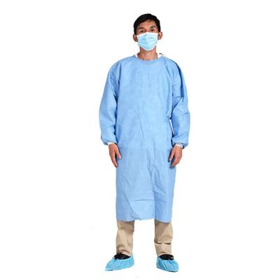 China Waterproof Eco-friendly Hospital Knit Cuff SMS Cloth Disposable Isolation Gown Designer Lab Coats For Women for sale