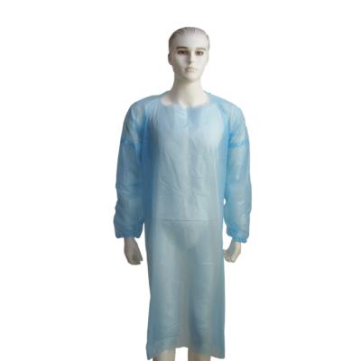 China Multiple Sizes Disposable Waterproof PPE Gowns Cpe Gown With Long Sleeves for sale