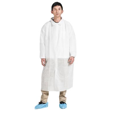 China Multiple Sizes Scrub Suits Lab Coat PP Disposable White Nonwoven Lab Coats For Adults for sale